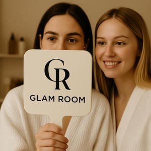 Individueller großer Taschenspiegel mit Logo | Salon Klient enthüllen Spiegel | Personalisiertes Beauty Studio Branding