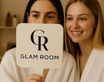 Custom Large Handheld Mirror with Logo | Salon Client Reveal Mirror | Personalised Beauty Studio Branding