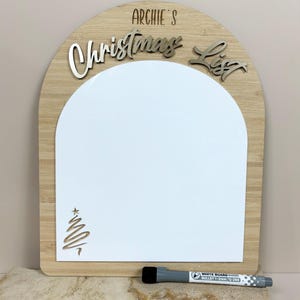 Pizarra navideña personalizada con imán y rotulador - Lista de deseos navideños para niños