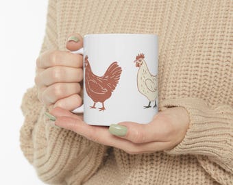 Taza de pollo rústica - Taza de café con forma de animal de granja, regalo para amantes de los pollos, taza de café para chica de granja, taza vintage para mamá gallina