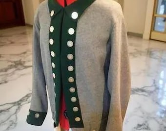 New British Gray Coat Revolutionary War With Green Lapels Wool Coat