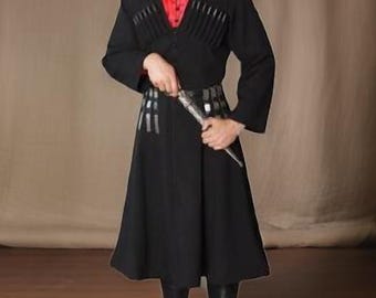 Herren Great Chokha 5 georgische Kleidung Circassian Kosakentanz, Herrenlanger Kosakenmantel