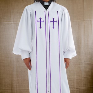 Nieuw Clergy-gewaad dames en heren: effen wit, lange kerkvaderjas heren