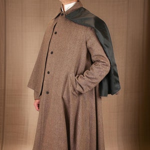 Herren Brown Wool Inverness Cape Mantel: Oberbekleidung im viktorianischen Stil
