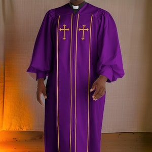 Nieuw Clergy-gewaad voor heren en dames: zuivere paarse wol, lange kerkvaderjas heren