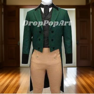 Men&#39;s Victorian Fancy Outfit 18th Century Regency Tailcoat Vest Costume, Men&#39;s Regency Tail Coat