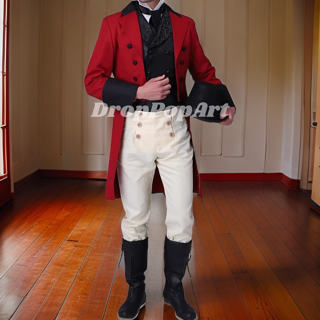 Men's Red Wool Regency Tailcoat Outfit: 18th Century Dress - Etsy