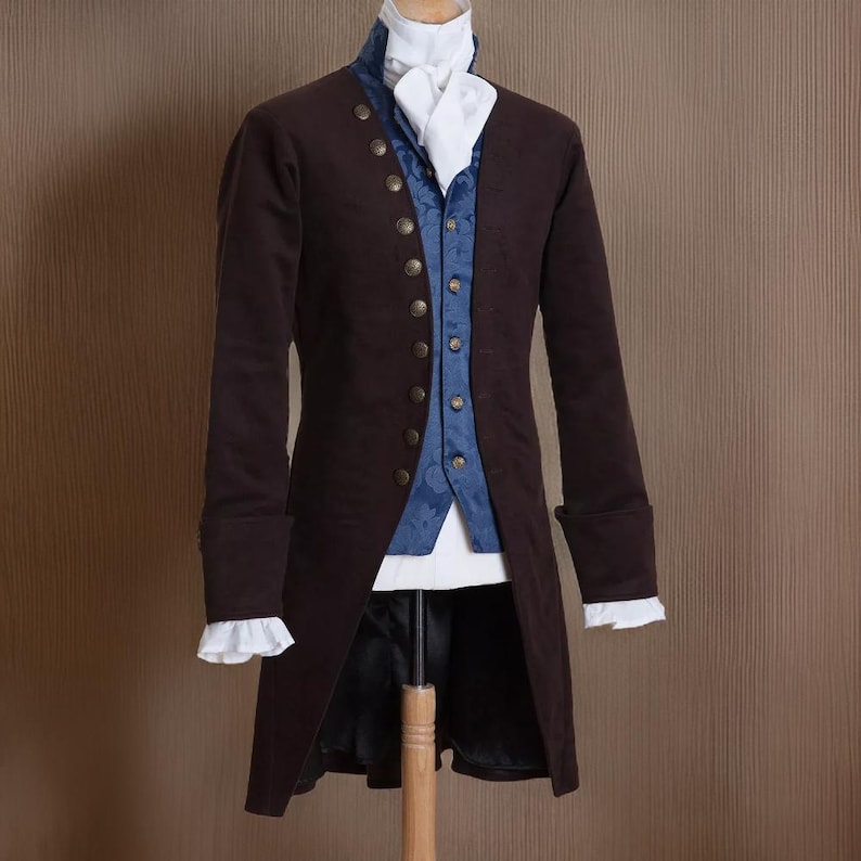 18th century style gentleman's coat, regency vest, complete regency outfit for men, wedding outfit for men for sale.