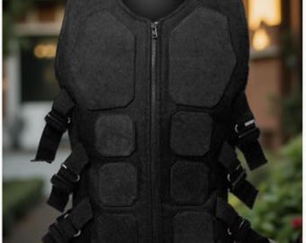 Men's Rubber Plate Metal Cyber Bodice Waistcoat Jacket Steampunk Gothic Vest