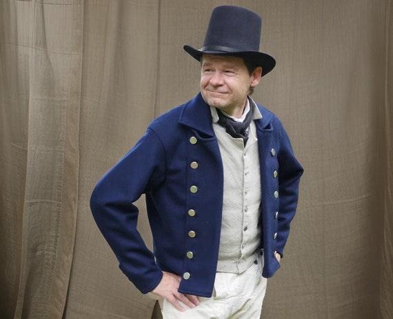 Men's 19th-Century Navy Wool Sailor Jacket Historical Hussar Tailcoat