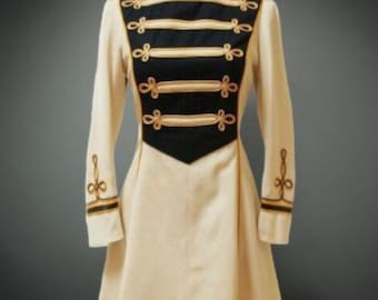 Men's Off White 50s Majorette Military Uniform Jacket,Hussar Jacket