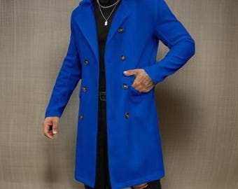 Men's Wool Greatcoat: Green German General Style Frock Coat
