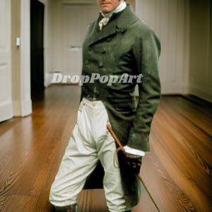 Men&#39;s Mr. Darcy Regency Green Wool Tailcoat - Custom Made for Men | Elegant Regency-Style Tailored Jacket
