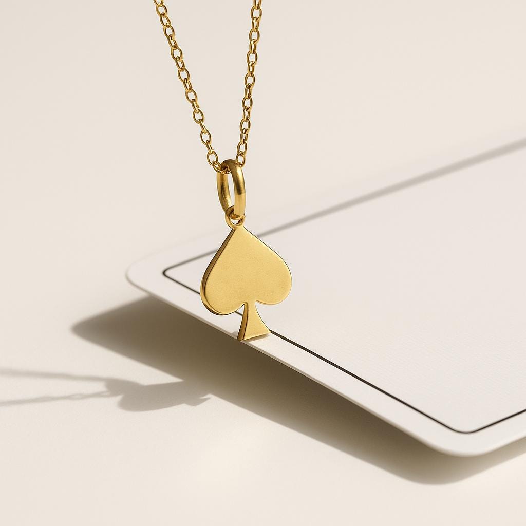 Collier Pendentif Cœur As De Poker En Acier Inox - 60 Cm, Unisexe, Neuf Sans Emballage