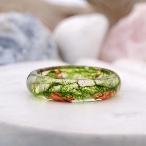 Real Moss Ring, Nature Ring, Gold Moss Ring, Green Resin Ring, Moss Resin Ring, Forest Jewelry, Organic Gifts for Women, Forest Lover Gift