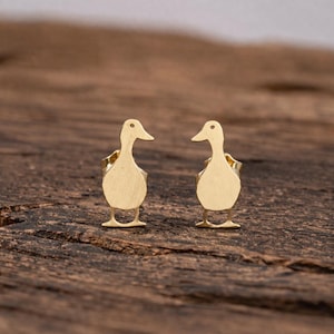 Ente Ohrstecker, Silber Ente Ohrringe, Minimalist Tier Schmuck, süße Vogel Ohrringe, kleine jeden Tag Ohrstecker