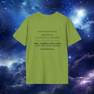Pary zodiaku Strzelec i Wodnik Astrologia Unisex Koszulka z Miłosnym Opisem 2