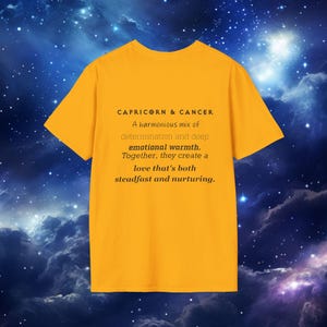 Pary zodiakalne Koziorożec i Rak Astrologia Unisex Koszulka z Miłosnym Opisem 2
