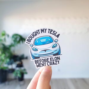 Ich kaufte meinen Tesla, bevor Elon verrückt wurde, Aufkleber, lustiger Elon Musk, Elon Musk, Wasserflasche Aufkleber, Tesla Aufkleber, Tesla Besitzer, Tesla Aufkleber