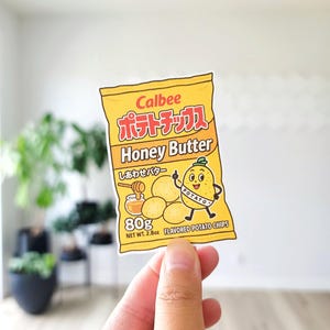 Calbee Chips Sticker, Mantequilla de Miel, Calbee con Miel, Chips Calbee, Mantequilla Calbee, Snack Japonés, Snack Asiático, Snacks Calbee, Comida Japonesa