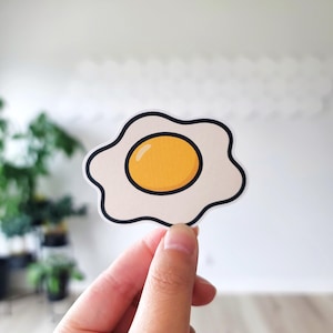 Egg Sticker, Cute Egg Art, Kawaii Egg, Breakfast Sticker, Food Sticker, Aesthetic Egg, Sunny Side Up, Yolk Lover, Eggs, Egg Lovers,Funny Egg