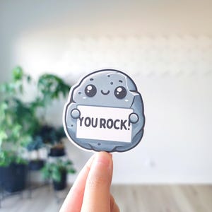 Autocollant You Rock, Joli Rocher, Sticker, Sticker motivant, Jeu de mots drôle, Jeu de mots rock, Sticker rock, Tu as du rock, Bonnes vibrations, Encouragez-vous