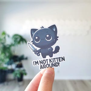 Je ne suis pas un chaton, Autocollants, Drôle de chat, Chat en colère, Amoureux des chats, Chat maléfique, Humour chat, Félin, Attitude envers les animaux domestiques, Chat drôle du meurtre, Chat tueur