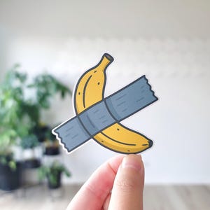 Sticker banane rigolo avec du ruban adhésif, Art moderne, Parodie murale banane, Sticker banane, Ruban adhésif en toile, Bananes adhésives, Bananes, Amateurs de bananes, Drôle