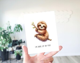 Carte paresseux, paresseux, jeu de mots paresseux, carte d'anniversaire, carte d'amitié, carte amour drôle, paresseux, amateur de paresseux, animal mignon
