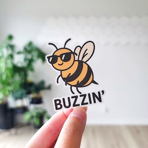 Buzzin Bee Sticker, Cute Bee Sticker, Funny Bee Decal, Bee Pun Sticker, Bumblebee Sticker, Bee Lover, Bees, Bee Sticker, Bumblebees,Cute Bee