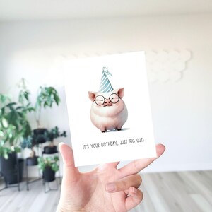 It&#39;s Your Birthday Just Pig Out, Birthday Card, Funny Birthday Card, Pig Pun, Pig Birthday Card, Pig Lover, Pigs, Cute Pigs, Farm Animals