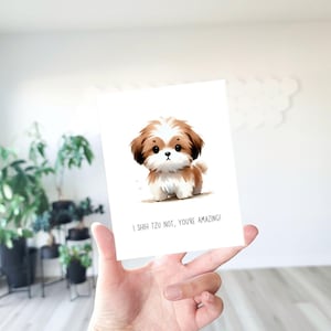 Je ne suis pas shih tzu, carte Shih Tzu drôle, shih tzu, jeu de mots, jeu de mots shih tzu, carte chien mignon, carte animal drôle, amoureux des chiens, amoureux des animaux de compagnie, chiens, chien mignon