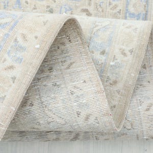 9x13 Neutral Beige Blue Turkish Rug, Large Oushak Rug, 9x13 Vintage Area Rug, Wool Rug, Bedroom, Oversized Living Room Rug, 9.3x13.2 Ft