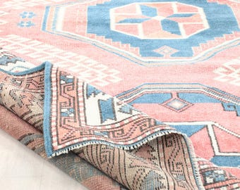 150x200 Vintage Oushak Teppich: Türkischer Teppich, Vintage Wollteppich, Wollteppich, Wohndekor, Bodenteppich, Kelimteppich