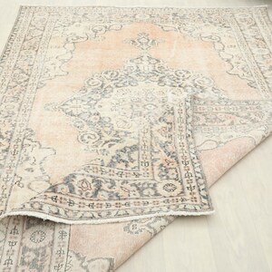 Alfombra Oushak turca vintage naranja de 1,5 x 2,7 m: Lana anudada a mano, alfombra de lana vintage, decoración del hogar, alfombra anudada a mano, alfombra de área