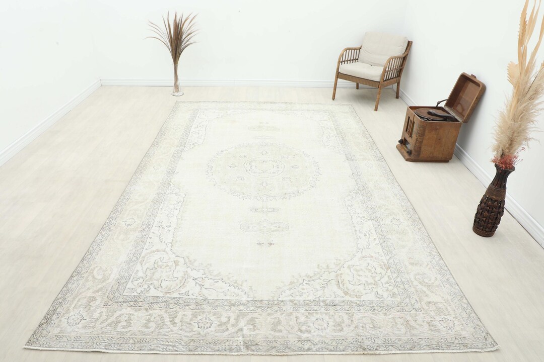 7x12 Rug 7x12 Beige Brown Green Anatolian Rug, Handmade Rug Oushak Rug, Vintage ...