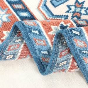 2x10 Beige Vintage Runner, 2x10 Blue Turkish Runner, Handmade Wool Rug, Hallway Runner Rug, Kitchen Runner, Natural Runner, Long Home Decor