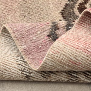 Pink Turkish Runner Rug 3x13: Hand-Knotted Wool Floral Hallway Rug, Oushak Rug Runner, Hallway Runner, Faded Runner, Long Home Decor
