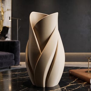 Vase Tulipe Spirale, Vase Minimaliste Moderne, Vase Esthétique, Déco Maison Impression 3D, Cadeau Crémaillère Unique, Art Scandinave