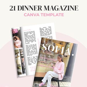 Customizable Canva Template, 21 Dinner Book, LINDA inspired, 21 magazine, Magazine Birthday Book, Canva Template, Aesthetic, Girlfriends