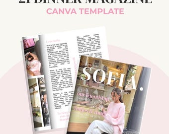 Aanpasbare Canva template, 21 Diner Boek, LINDA inspired, 21 tijdschrift, Magazine Verjaardagboek, Canva-sjabloon, Aesthetic, Vriendinnen