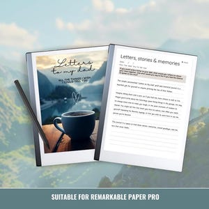Cuaderno de cartas a mi papá adecuado para reMarkable Paper Pro| Diario de duelo por la pérdida del padre | Regalo para el procesamiento del duelo | diario de recuerdos