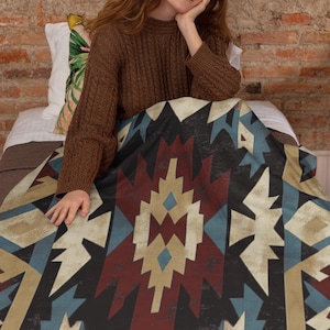 Sherpa Blanket Winter Aztec Cozy Fleece Throw Christmas Gift Housewarming Present Warm Couch Decoration Holiday Blanket