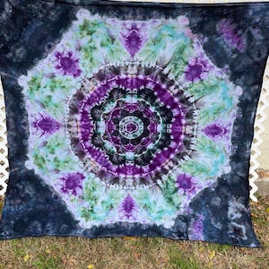 Mandala ice dyed tapestry for Halloween