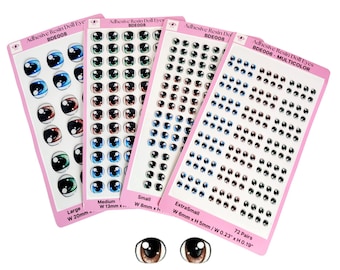 Olhos de boneca adesivos de resina BDE008 - Perfeitos para argila, feltro, tecido, plástico, cerâmica, EVA, papel, gesso e outros materiais de artesanato.