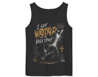Camiseta sin mangas con estampado religioso "Me destrozó el Espíritu Santo"