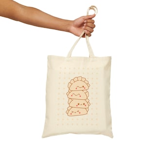 Cute Kawaii Dumpling Tote Bag, Fun Grocery Bag, Gift for Food Lovers, Eco-Friendly Shopping Bag, Cute Canvas Bag