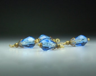 Bead Charms/Dangles  Blue Glass Teardrop Beads BL8865