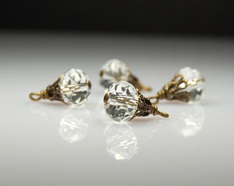 Bead Charms Clear Glass Set of Four Vintage Style C13