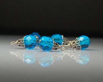 Bead Dangles/Charms Blue Glass Set of Six BL12